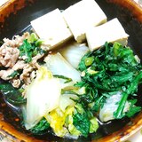 白菜と春菊の肉豆腐